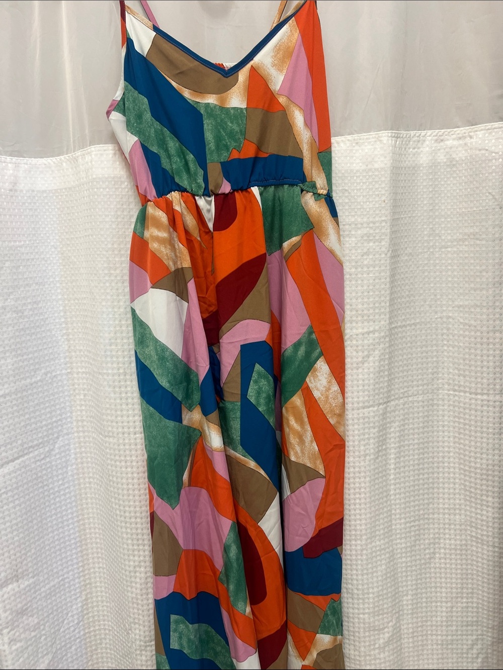 Colorful Geometric Print Kids Dress - Pink, Orange, Green, Blue